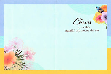 Greeting Card - Cocktail on the beach with flowers